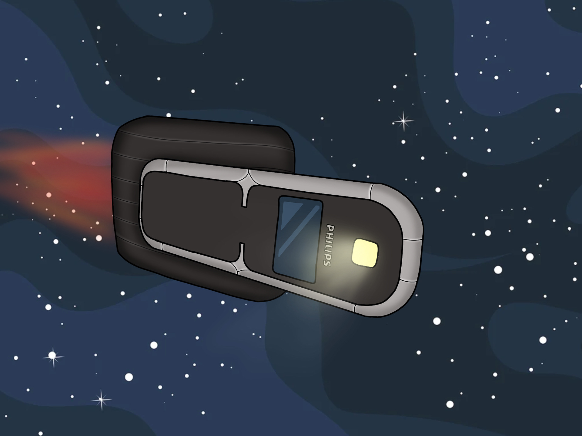 Philips telefoon als ruimteschip