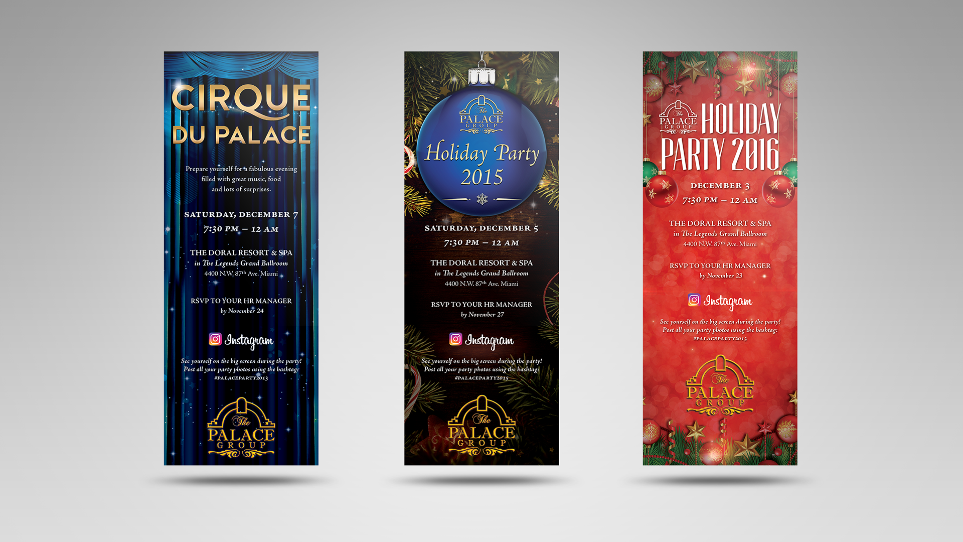 Event invitation design, managing every detail from multiple concepts to final delivery.