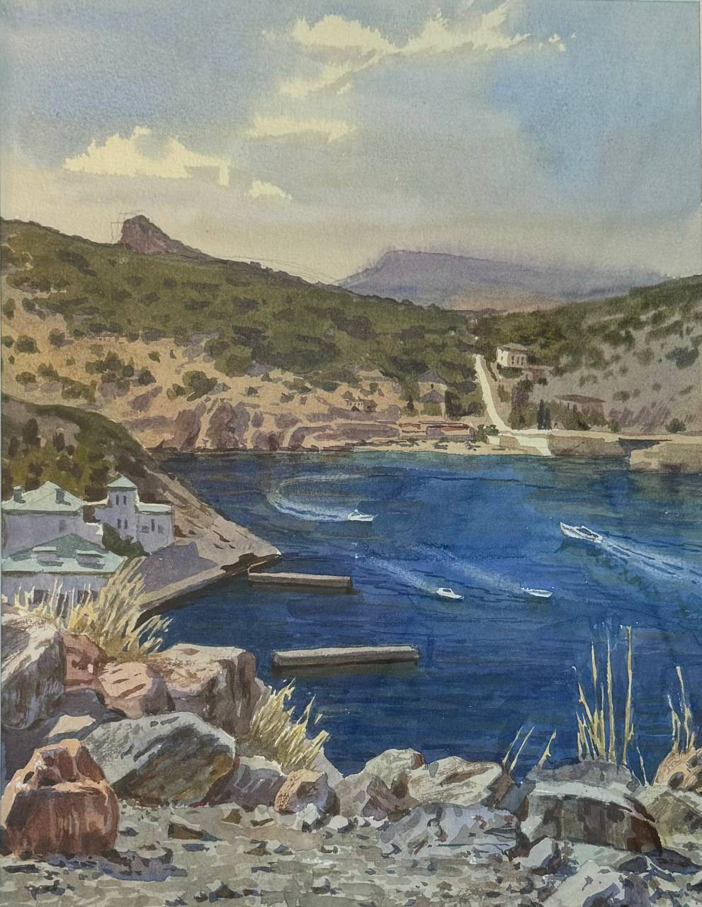 Голубая бухта. Мария Барановская. Бумага, акварель. 50 000р