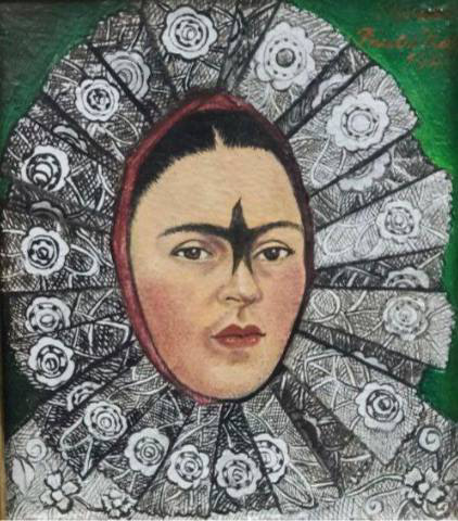 Автопортрет в образе тихуаны. Фрида Кало. 1947. Холст, масло. 18х15 см.