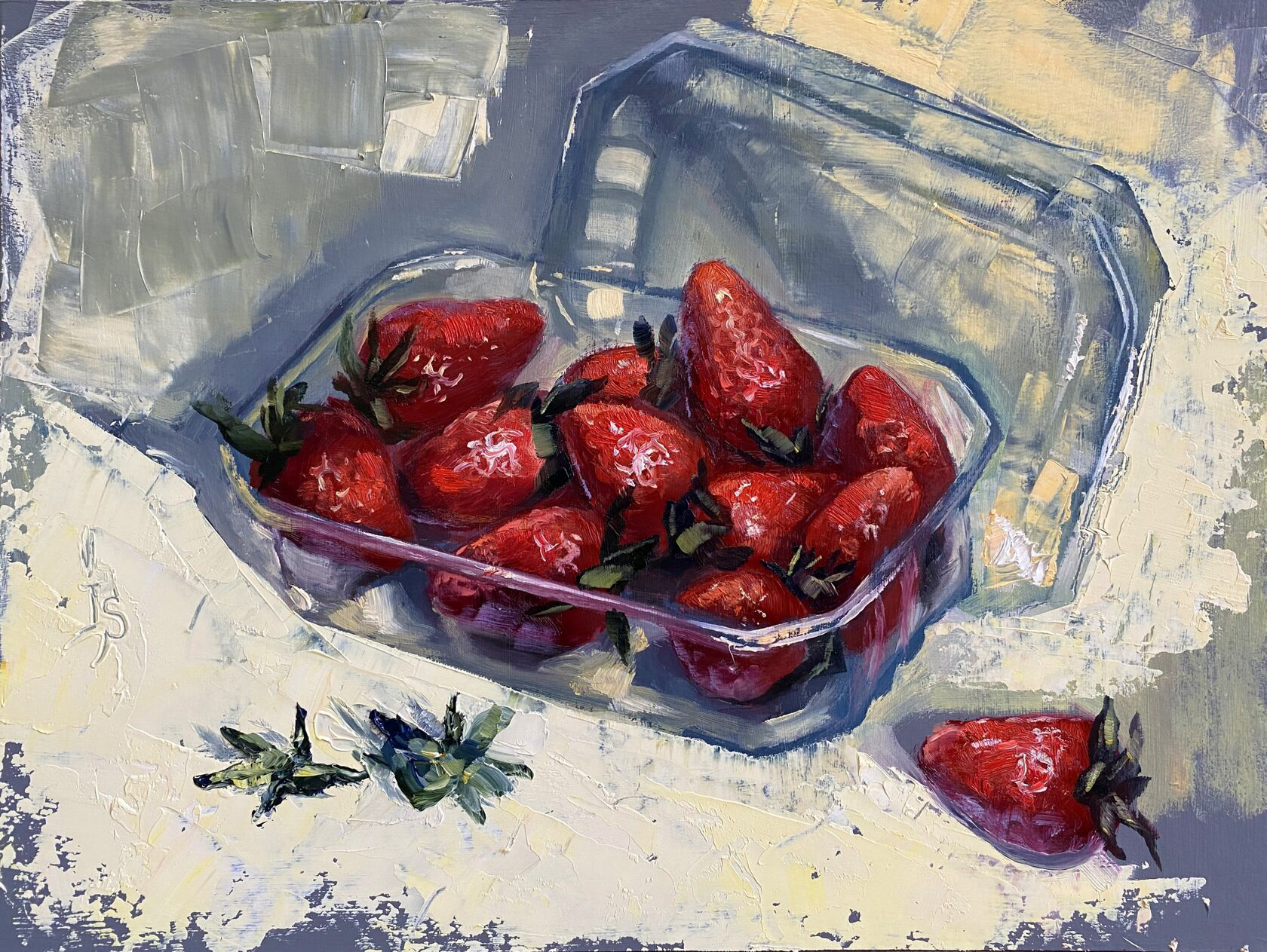 Доставка. Клубника, 30х40. Картон, масло. 22000р