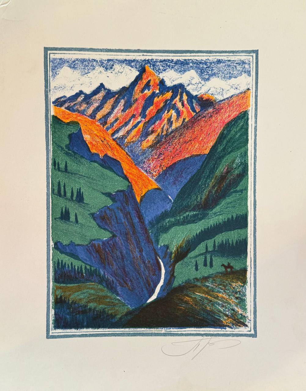 Литография по произведениям Чингиза Айматова. 1989г. Карандаш, бумага, камень. 30х24 см. 7 000р