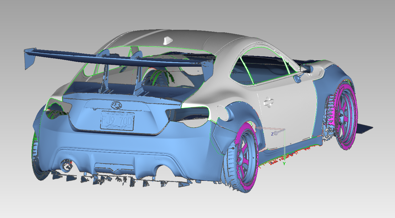 Rear view of FR-S raw scan data post data alignment and scanset merge.