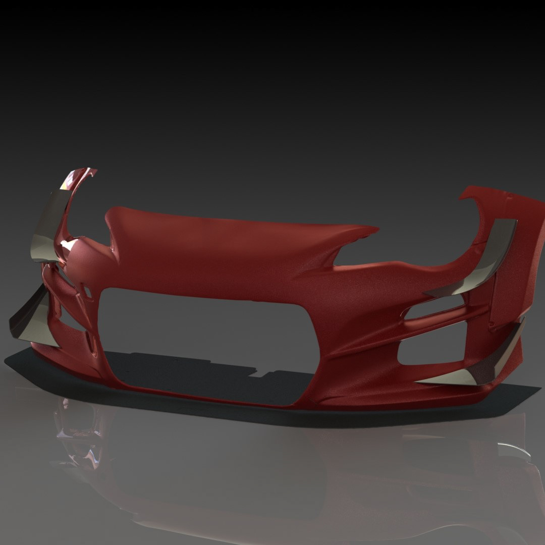 SolidWorks render of the front end canard/splitter design.