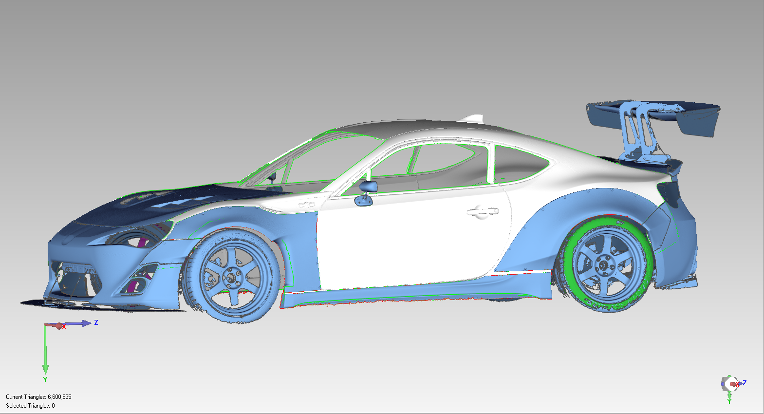 Side view of FR-S raw scan-data post data alignment and scanset merge.