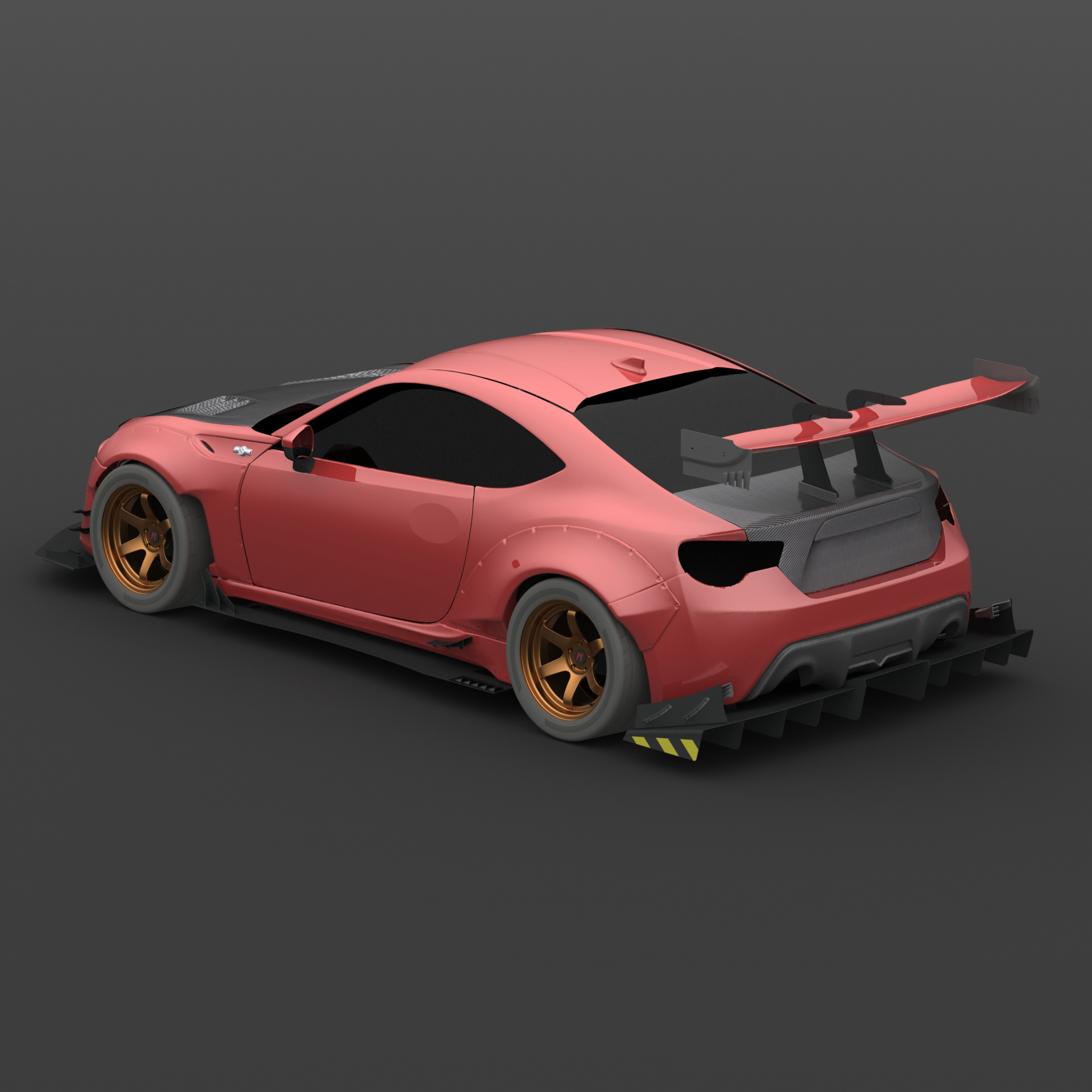 Rear view of Project M Scion FR-S in SolidWorks.