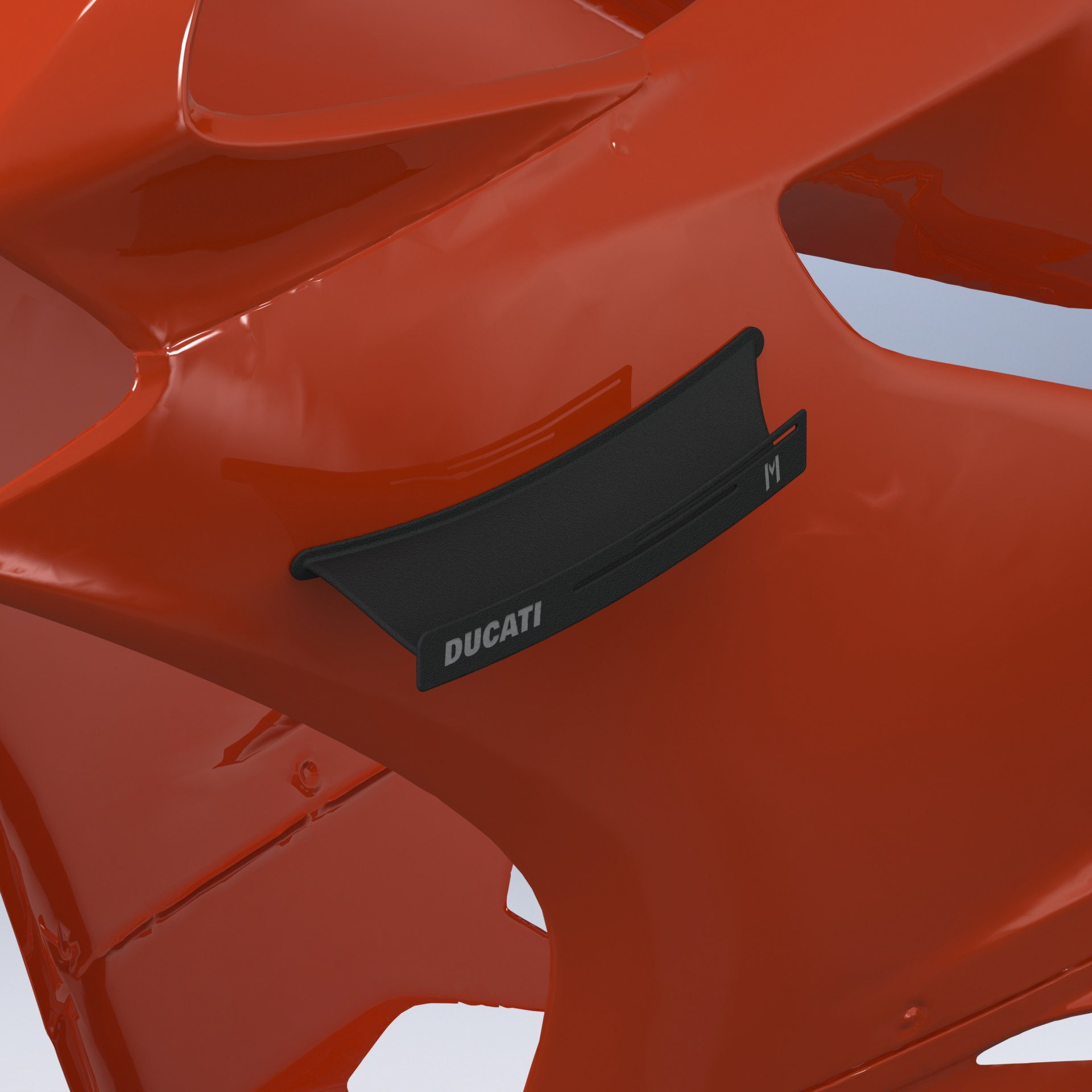 Design of Ducati 899 Panigale fairing winglets in SolidWorks.