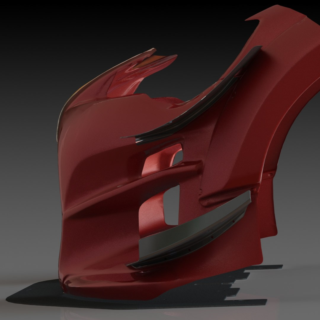 SolidWorks render of the front end canard/splitter design.