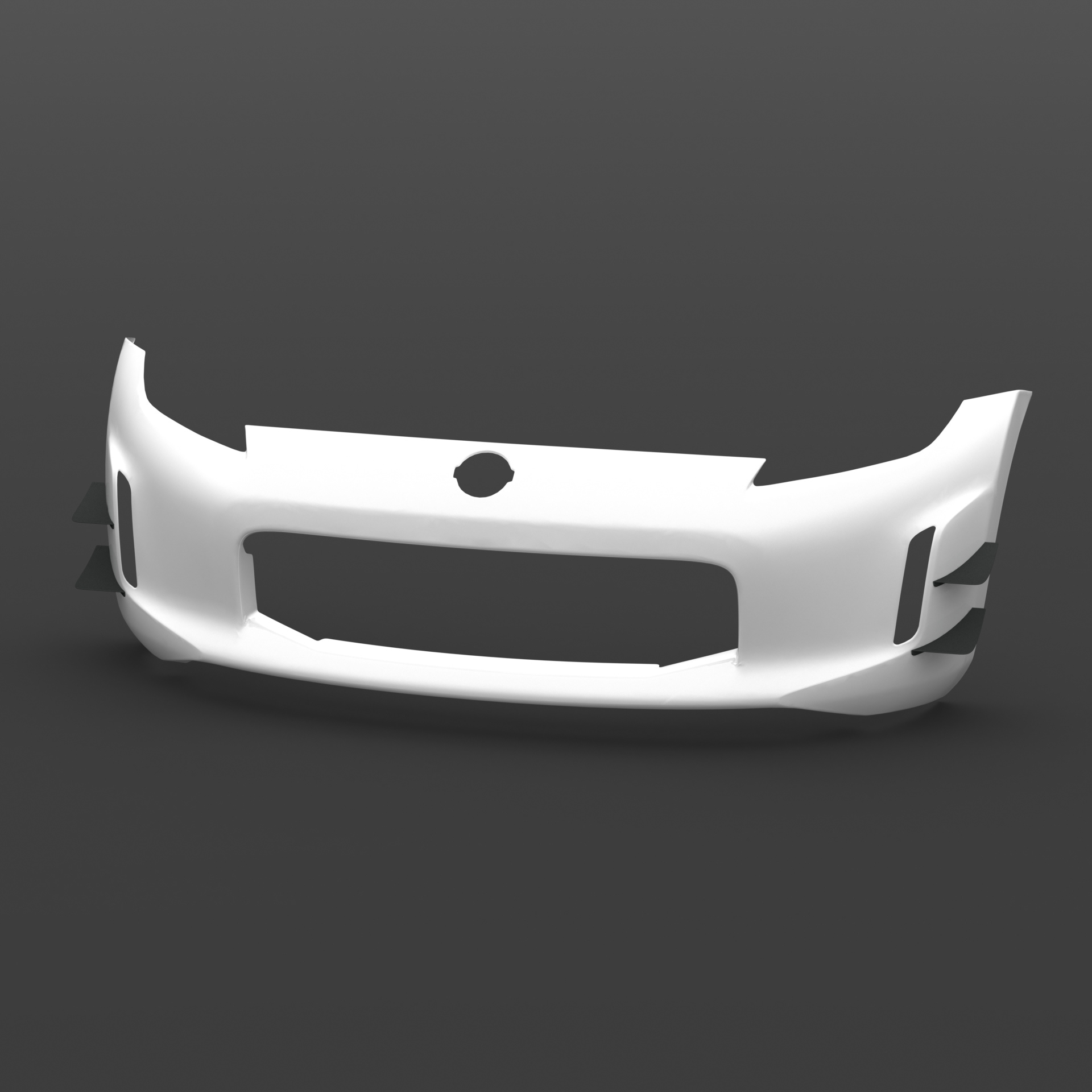 SolidWorks render of Nissan 370Z front bumper canards design.