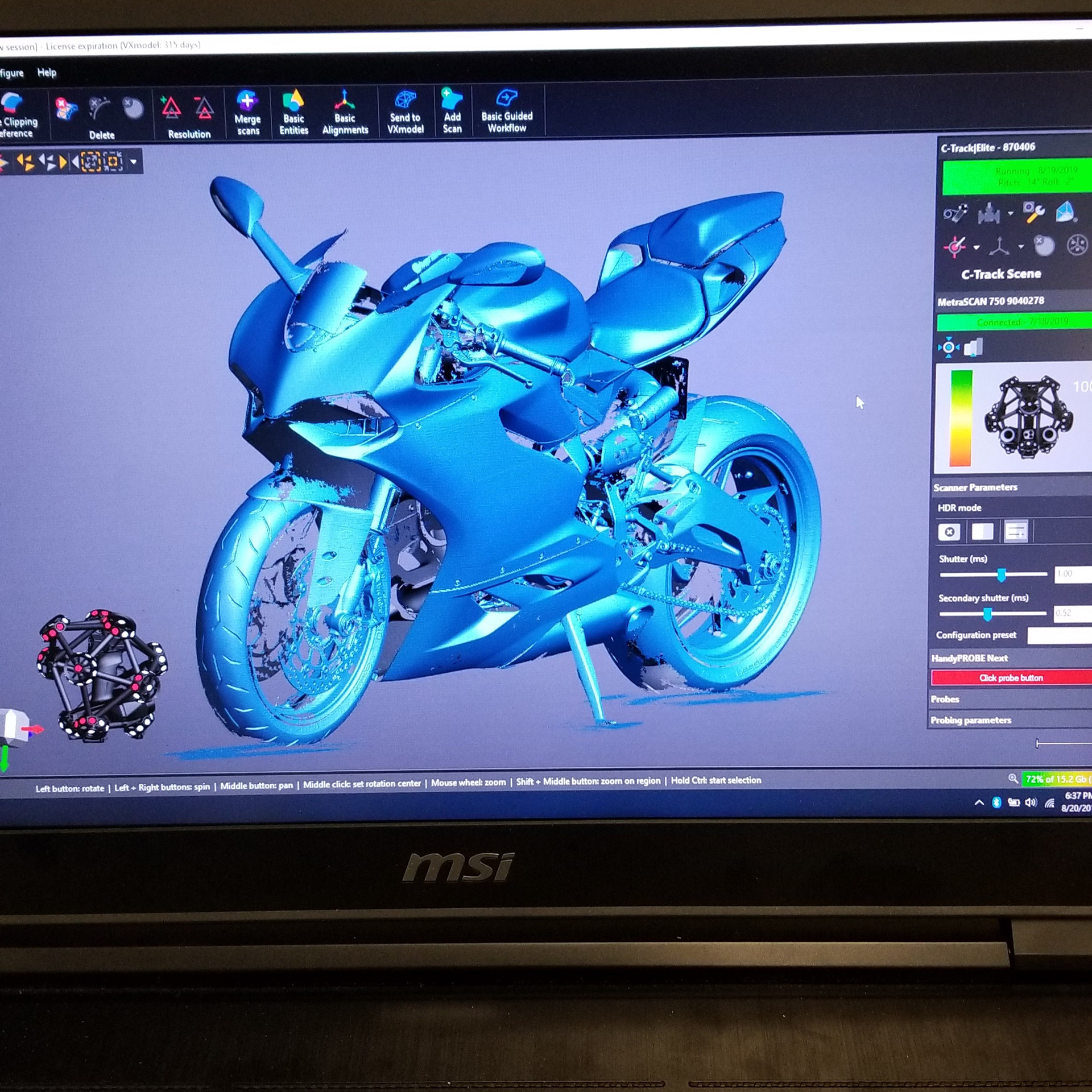 Raw laser scan data in VX Elements software.