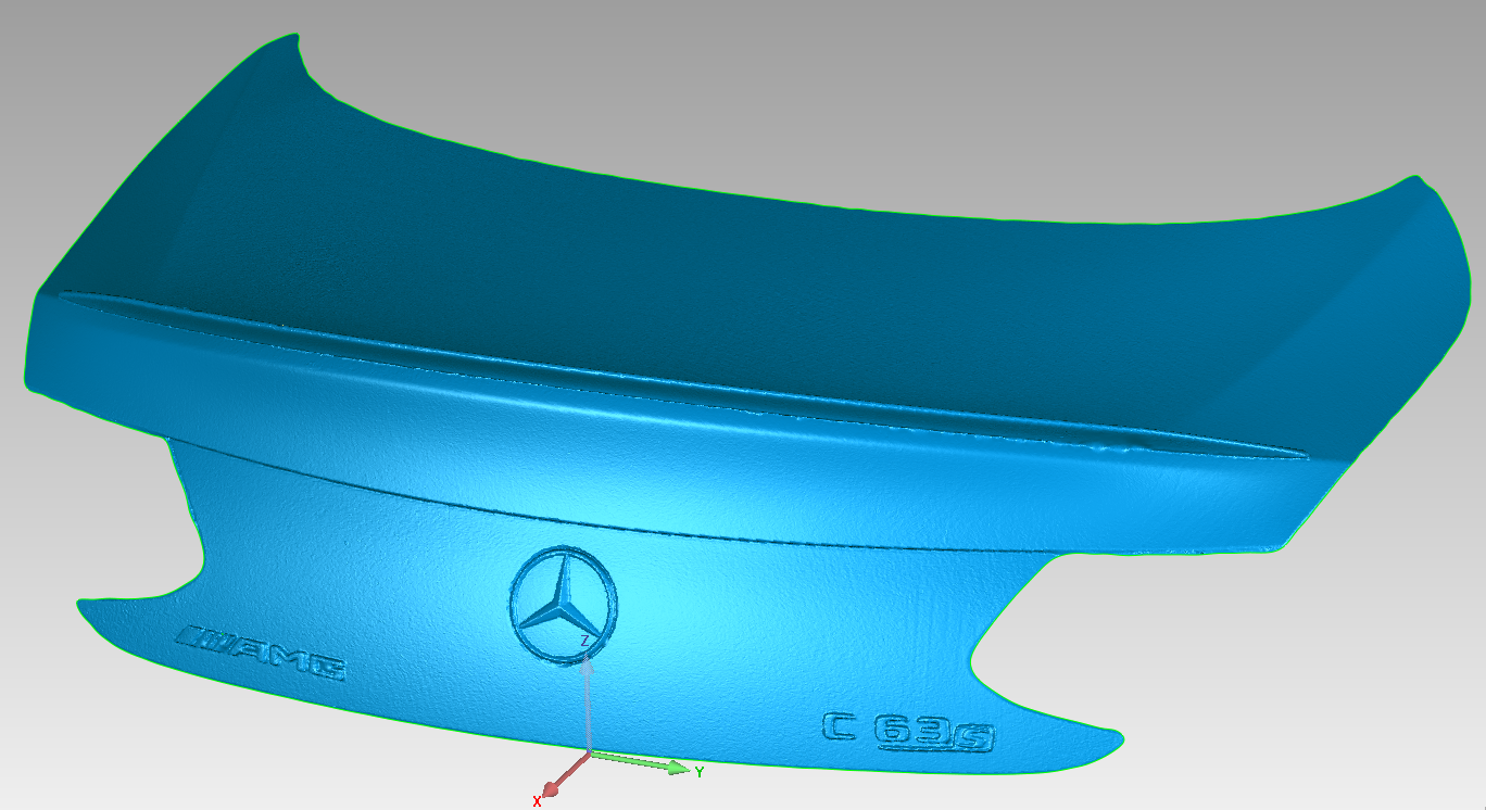 C63S AMG trunk surface raw scan data in Geomagic Wrap.