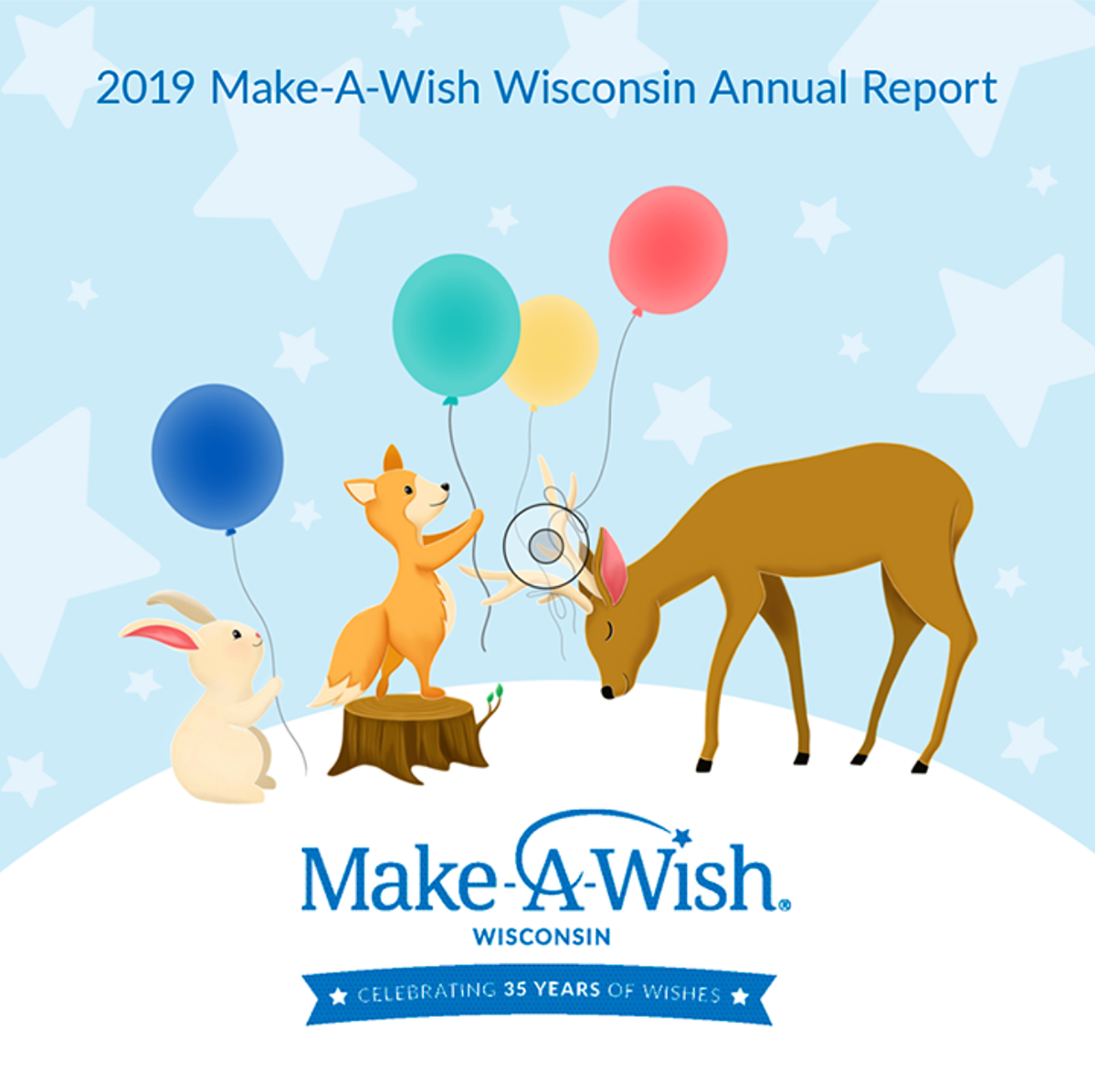 Make-A-Wish Wisconsin Annual Report with original digital illustrations to celebrate the 35th anniversary