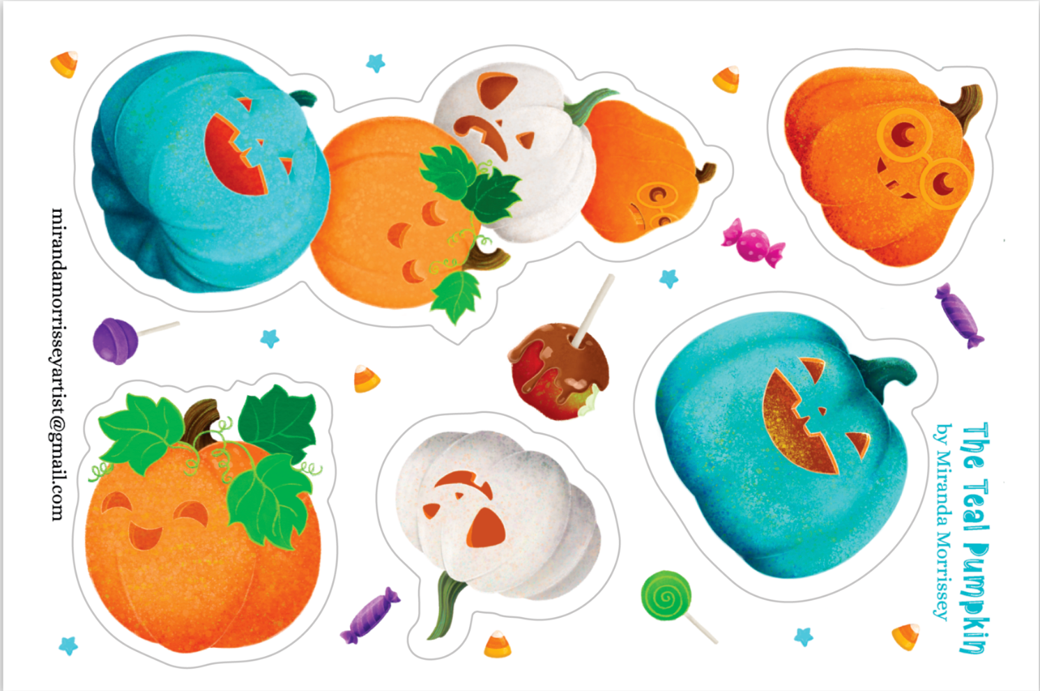 Teal Pumpkin Vinyl Sticker Sheet