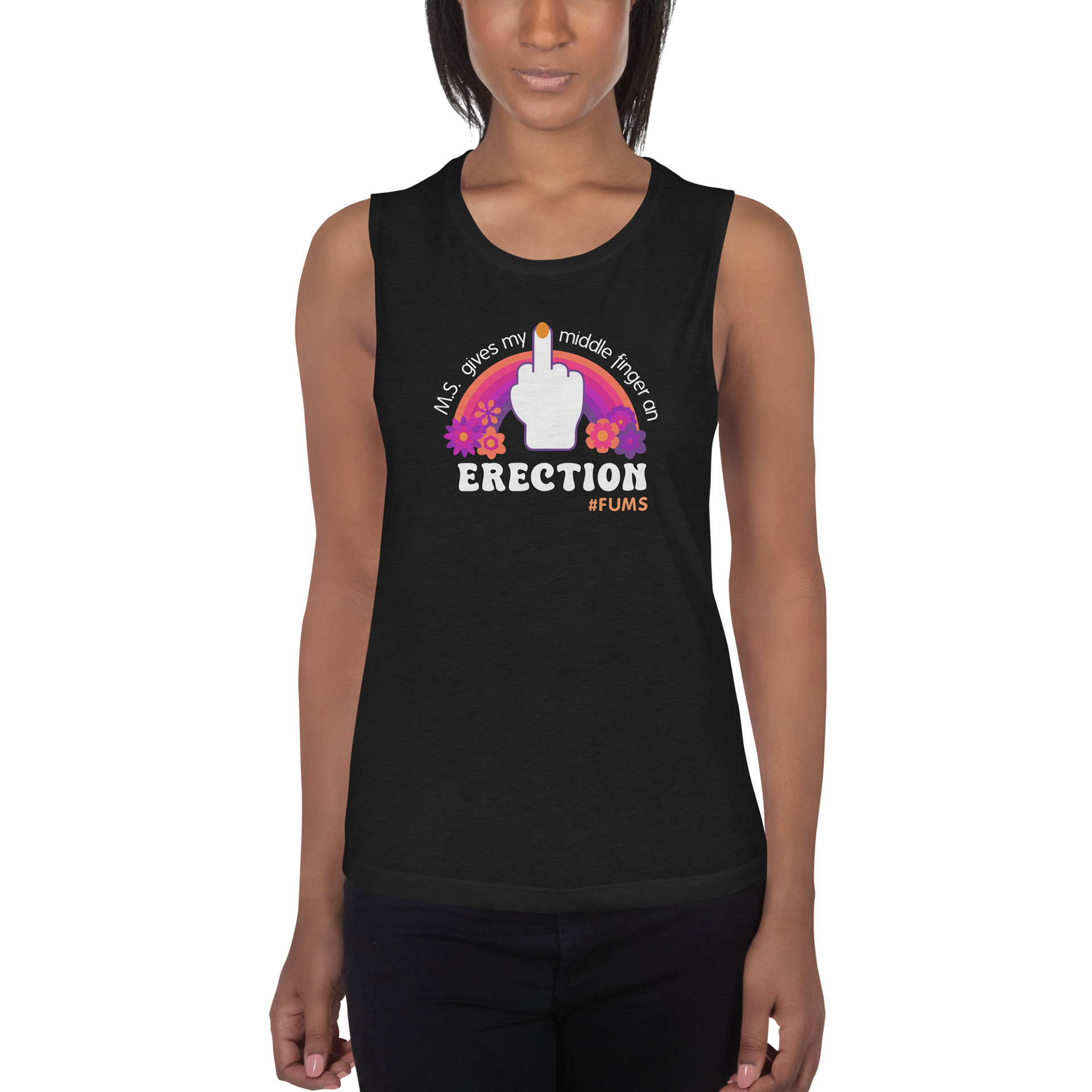 The brand FUMS requested a design that could be used on apparel, specifically with this saying. I designed a color palette with purple and orange, since those are the colors of MS awareness and are therefor essential to her brand. Since it is a rather aggressive phrase, I decided to add a cheeky retro flair to the design so that women who live with MS can feel bold and empowered.