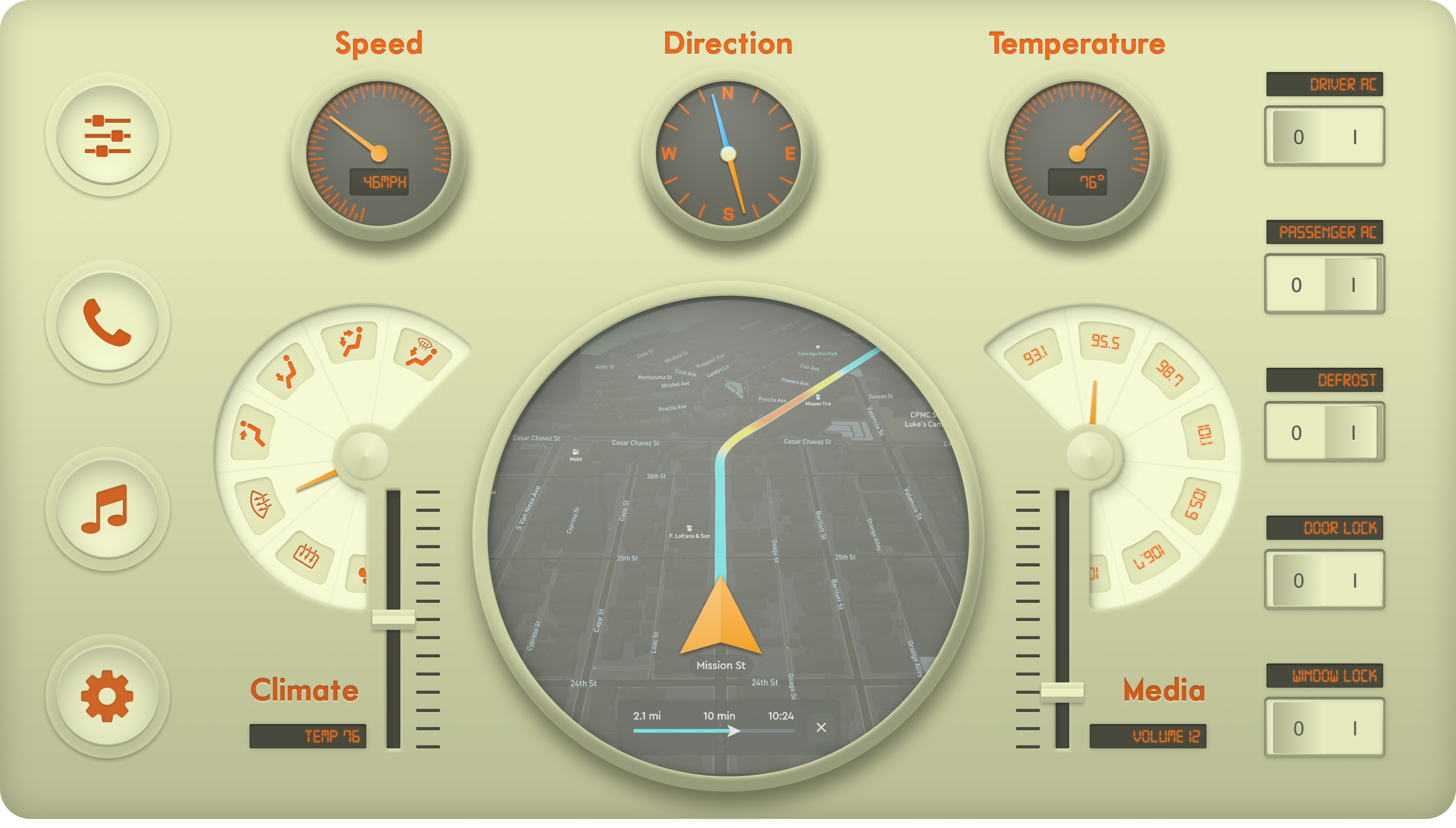 Analog/Skeuomorphic Infotainment Concept