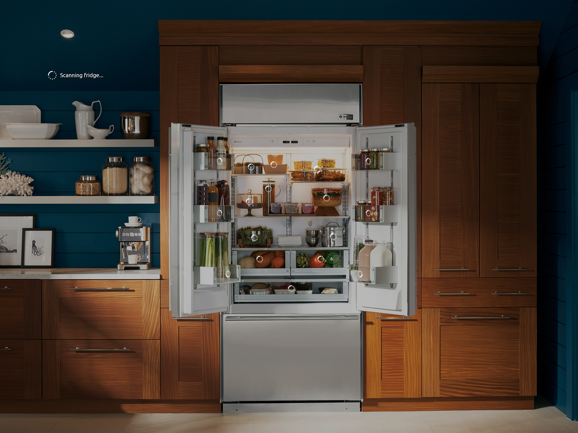 User opens the fridge and AI starts scanning