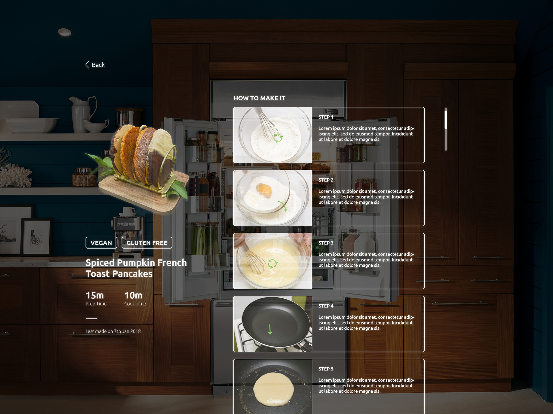 User selects a recipe and sees the details