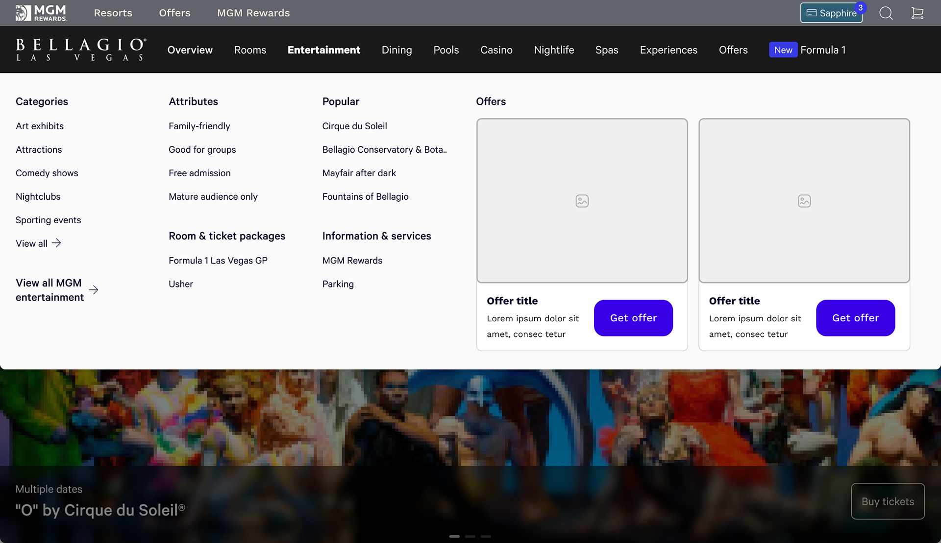 Concept 1 with rollover menu for each category
