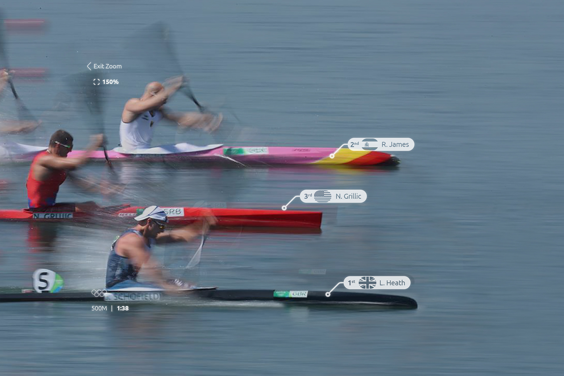 AR highlights the rowers and their details