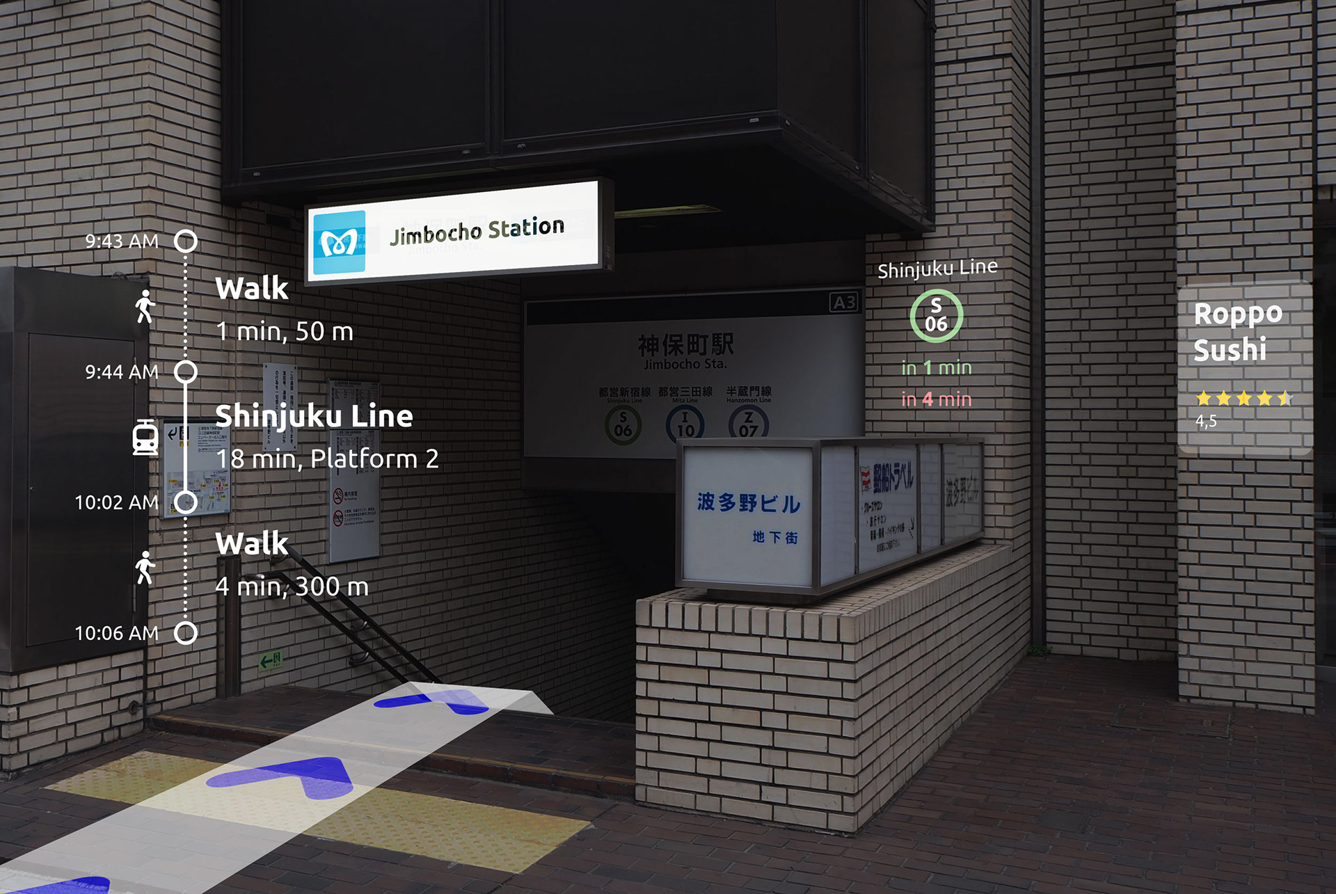 As user gets closer to the metro station, more contextual details re displayed