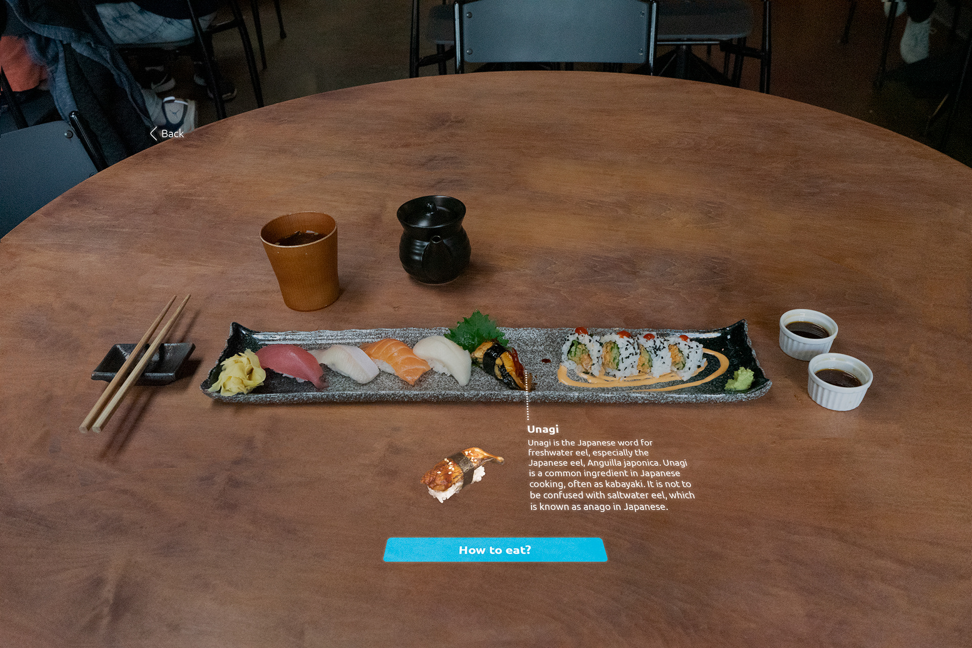 User can select one to know more details about the sushi