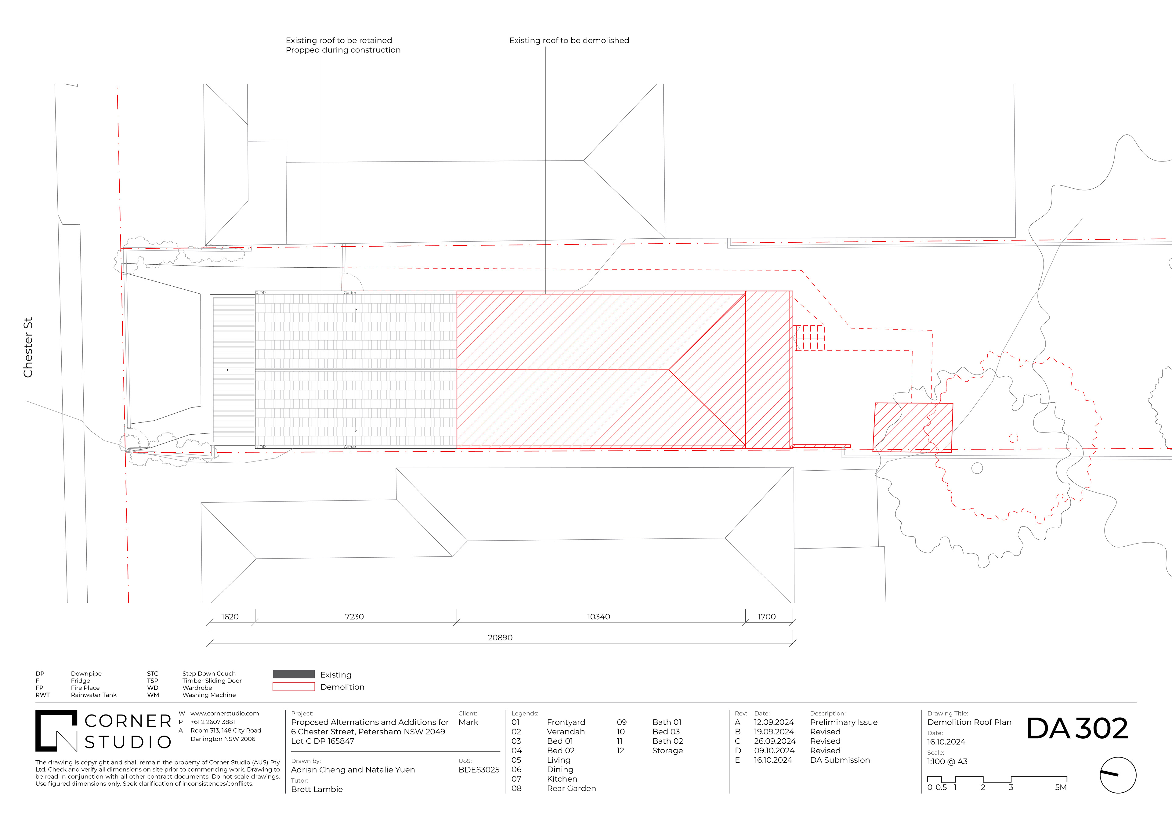 Demolition Roof Plan 1:100