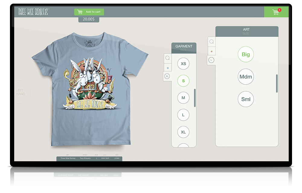 3WD Customisation App - V2.0 - Choose Garment & Art Size