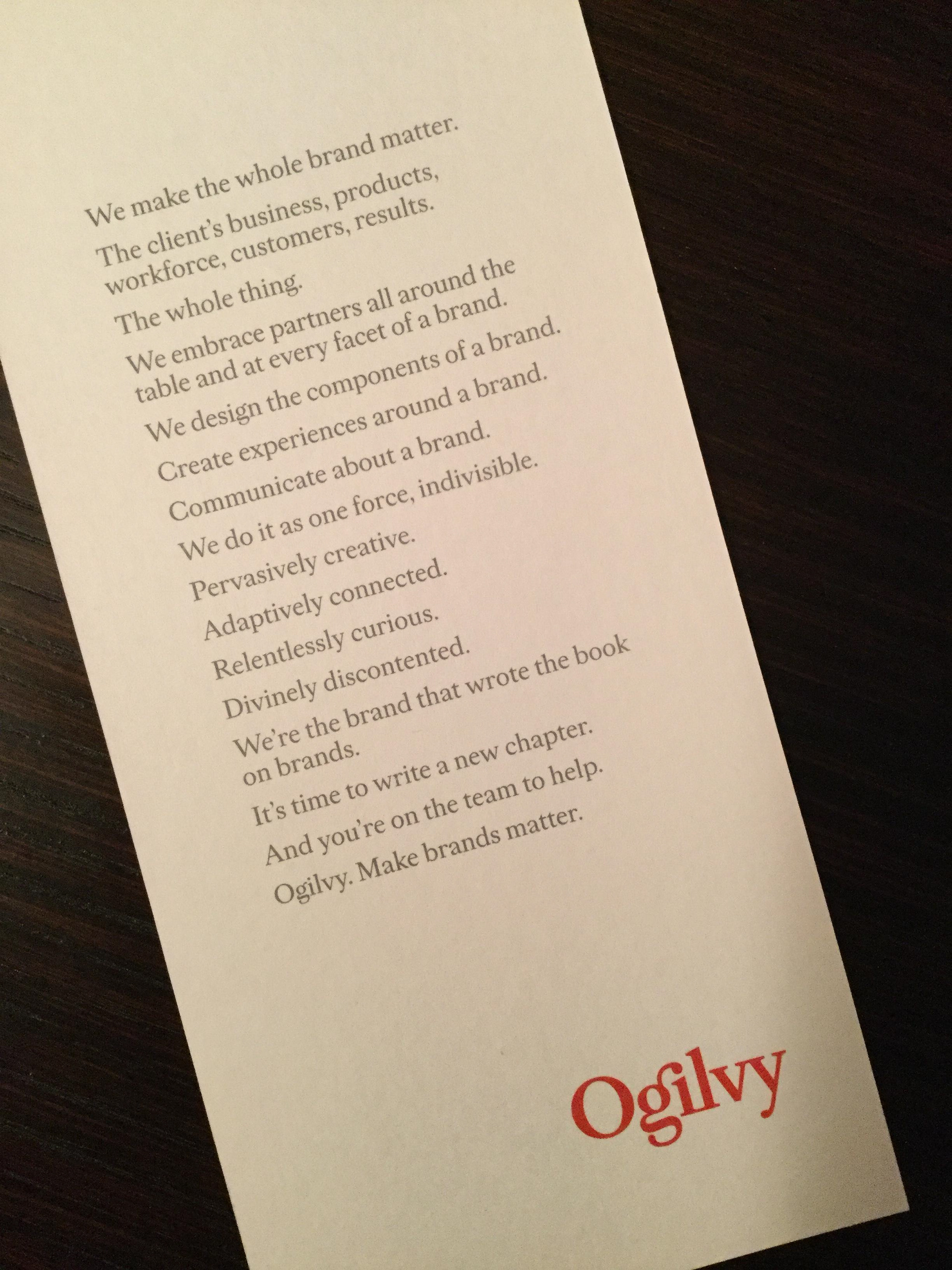 Manifesto by David Fowler for Ogilvy