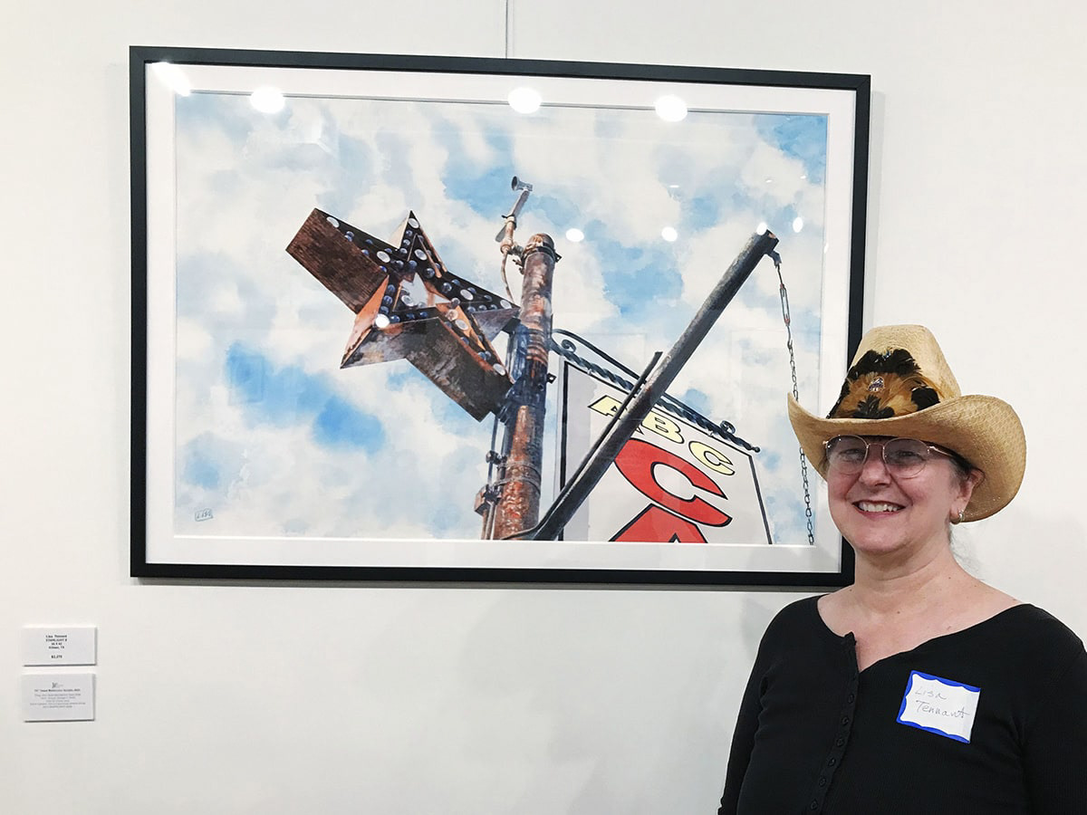 Image of the Starlight 2 painting and the artist
