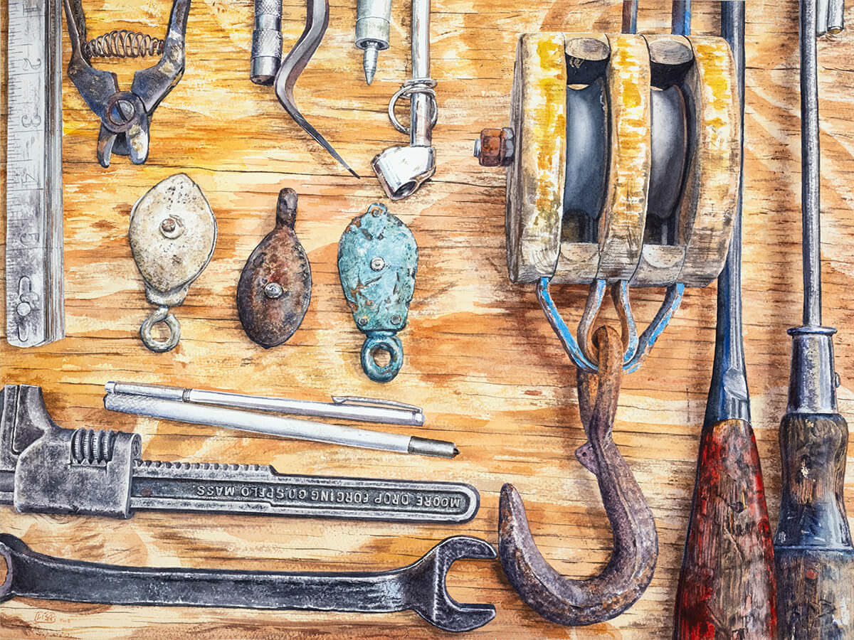"Gently Used" watercolor