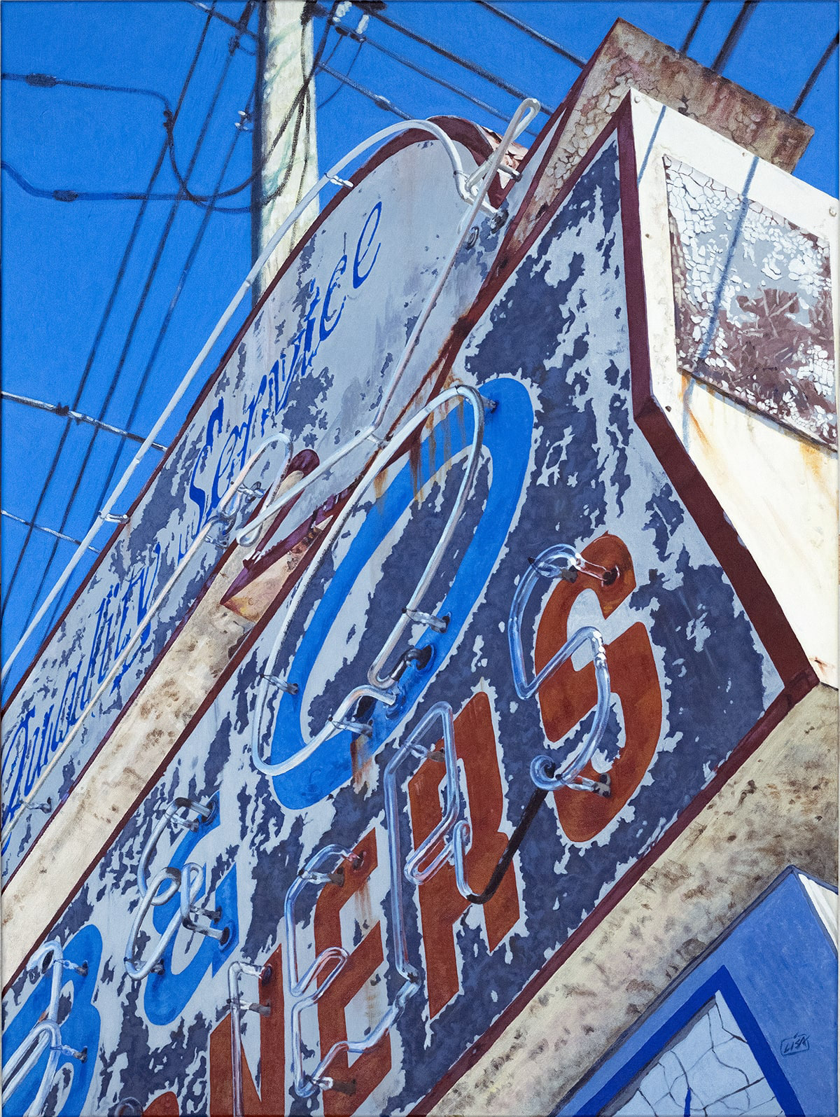 Painting of the B and O Cleaners neon signage