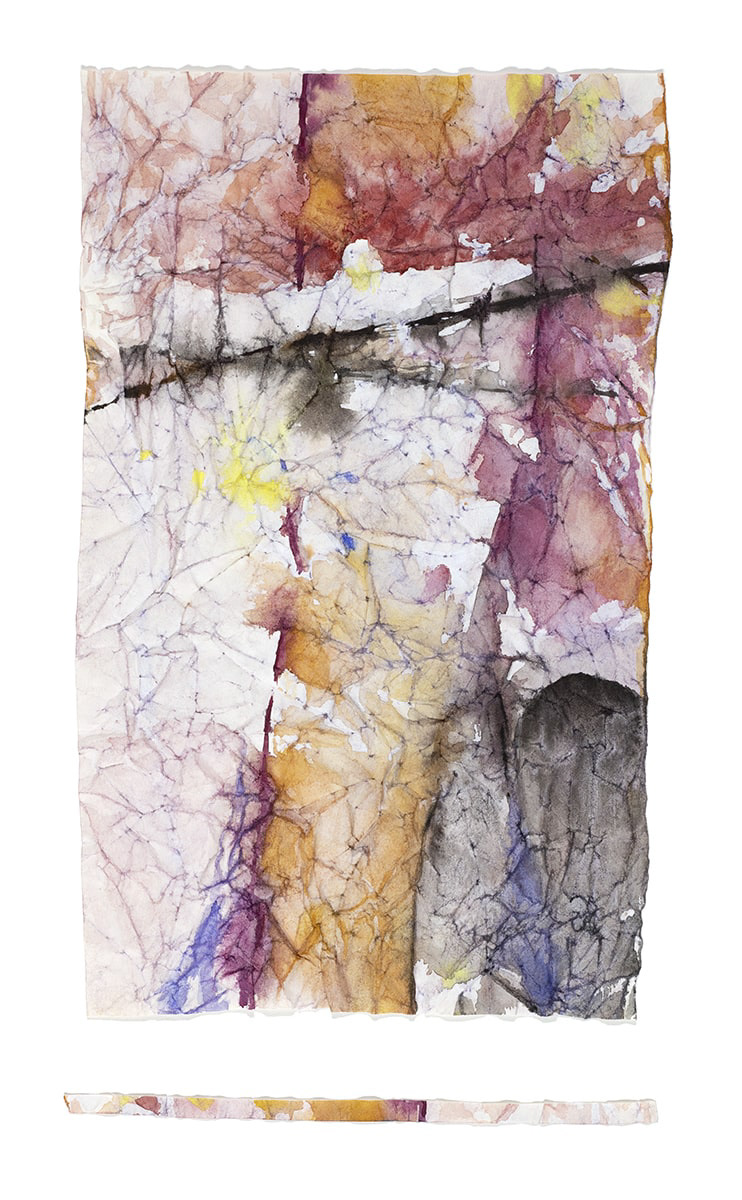 an abstract collage on crumpled paper