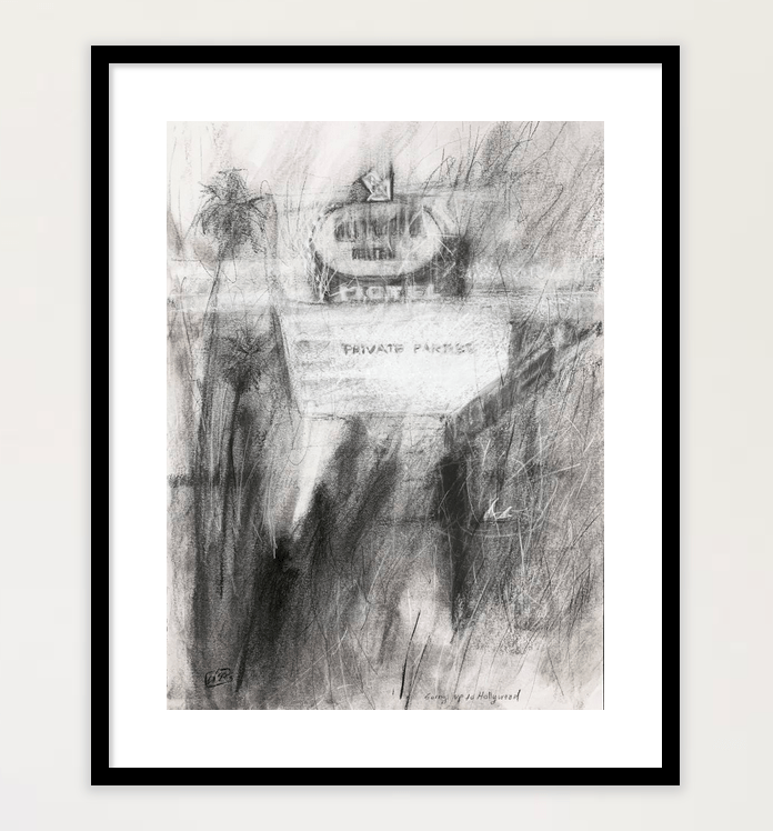 image showing the charcoal drawing in a frame