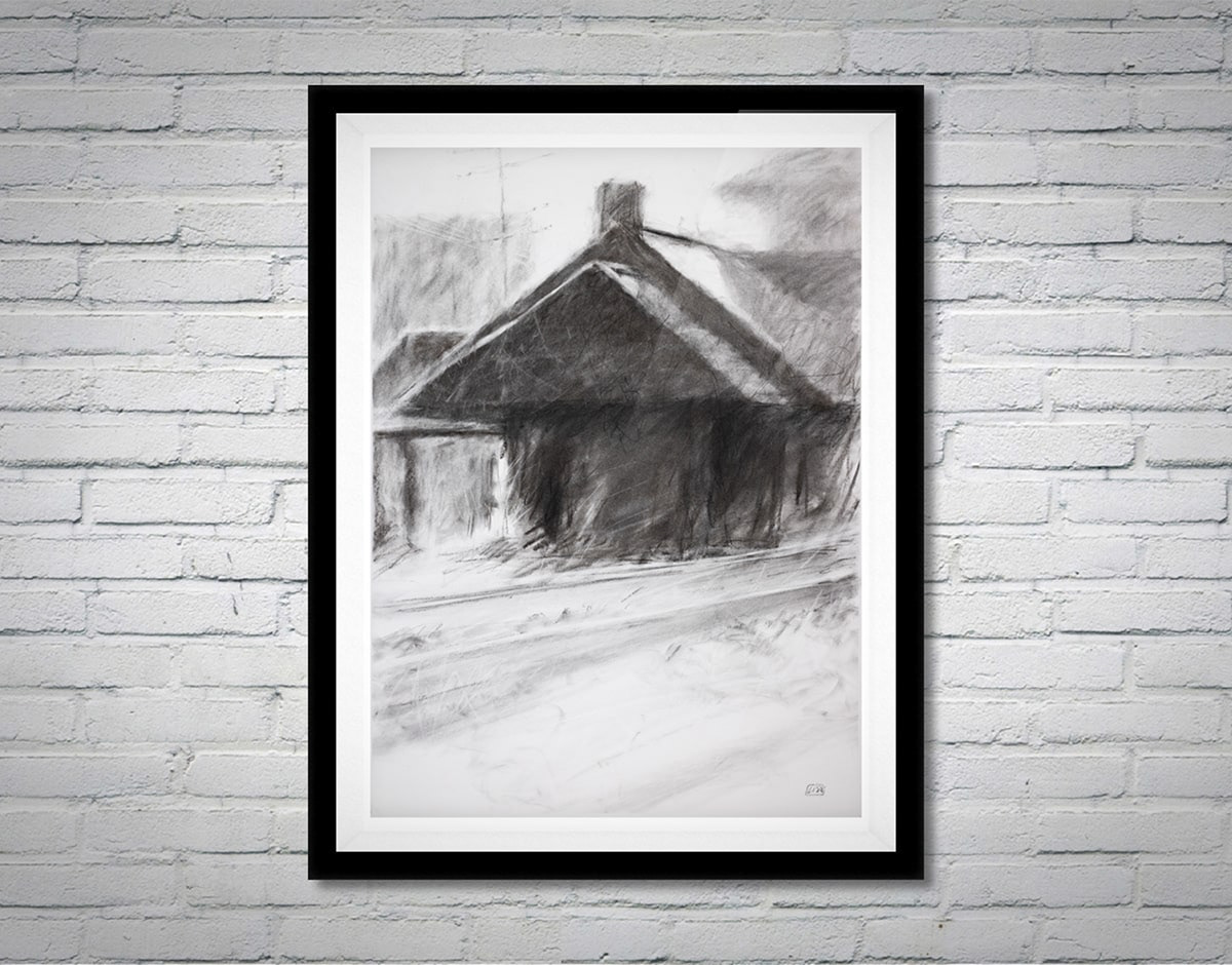 image of the framed depot on a brick wall