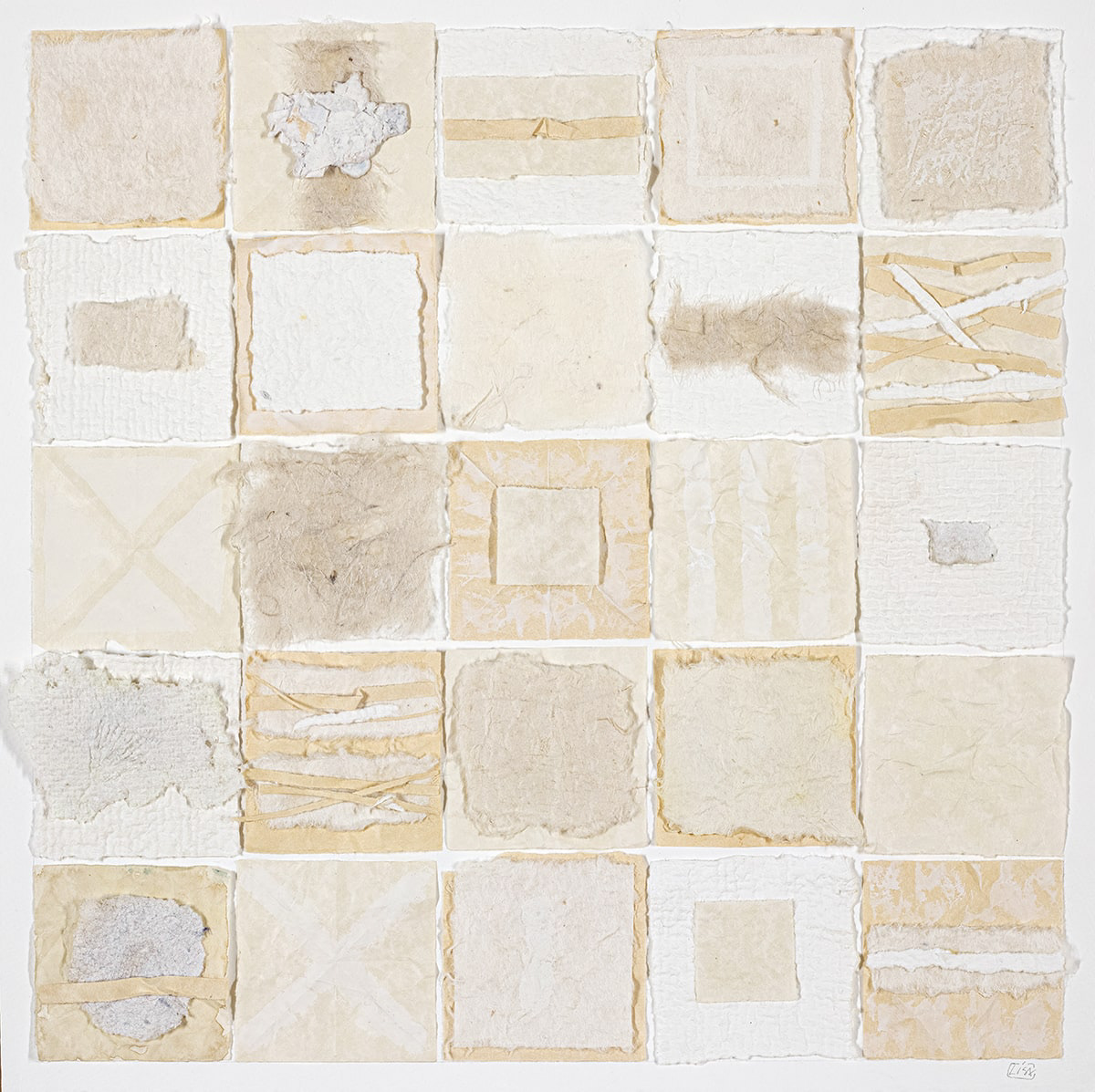 image of a collage with layered papers in square format laid out like a pattern like a quilt