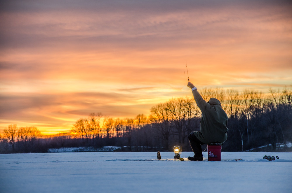 Ice fishing in Indiana