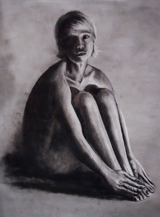 Nude Self Portrait | Charcoal