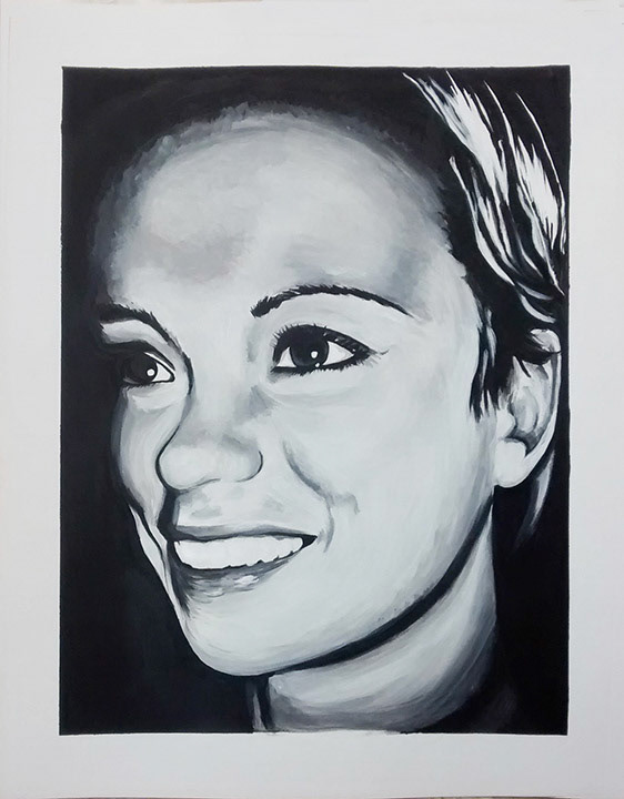 Monochromatic Self Portrait | Acrylic on Paper