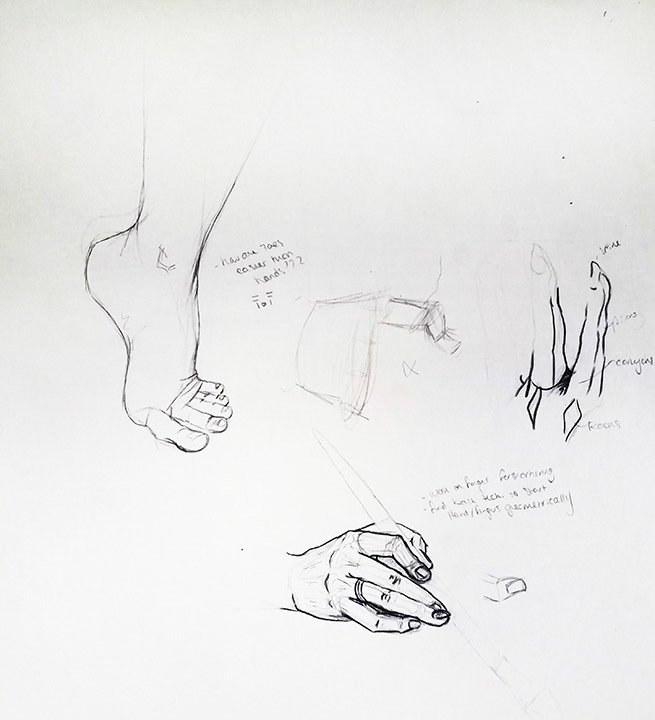 Hand and Foot Studies | Charcoal