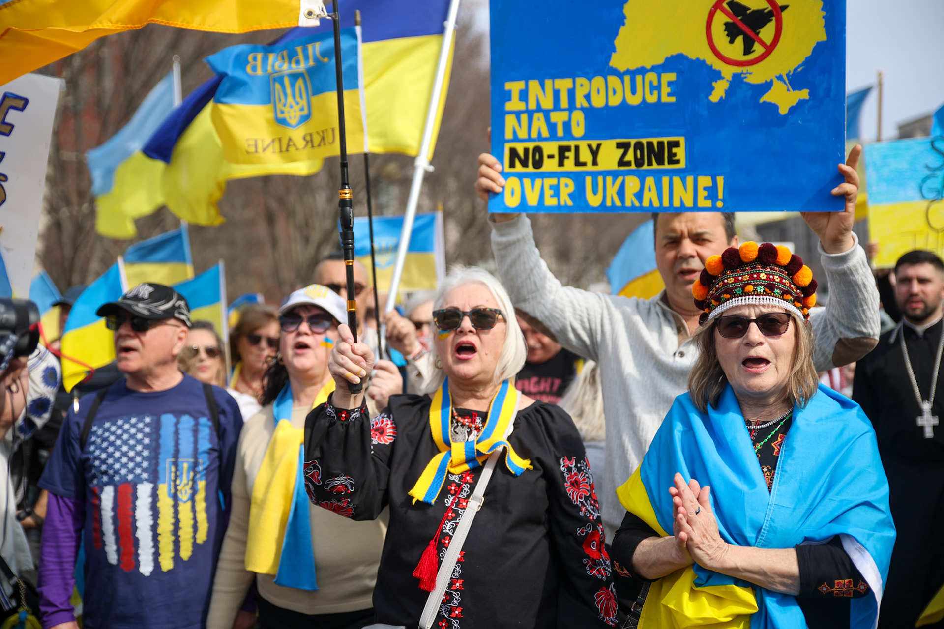February 2023 - Pro Ukrainian families and allies rally in front of the White House demanding that President Biden  "Close the Skies" so that Russia would not continue bombing Ukraine.