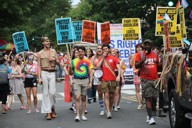 June 11, 2022, DuPont Circle, Washington, DC - Pride Parade celebrating the LBGTQ+ community while taking to the streets to fight for equality.