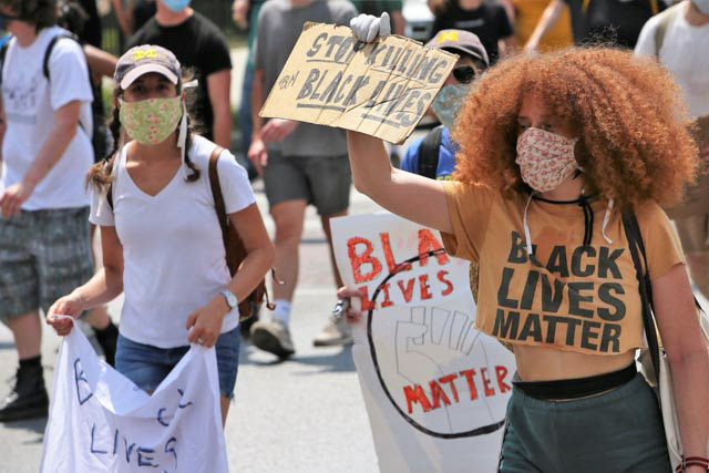 June 6, 2020, East Baltimore, Baltimore, Maryland - Activists march in the streets protesting police brutality and in support of George Floyd and the Black Lives Matter movement.