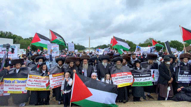May 29, 2021, Lincoln Memorial, Washington, DC - Neturei Karat, an international organization of Orthodox Jews united against Zionism attend a pro-Palestine rally on the Jewish Sabbath.
