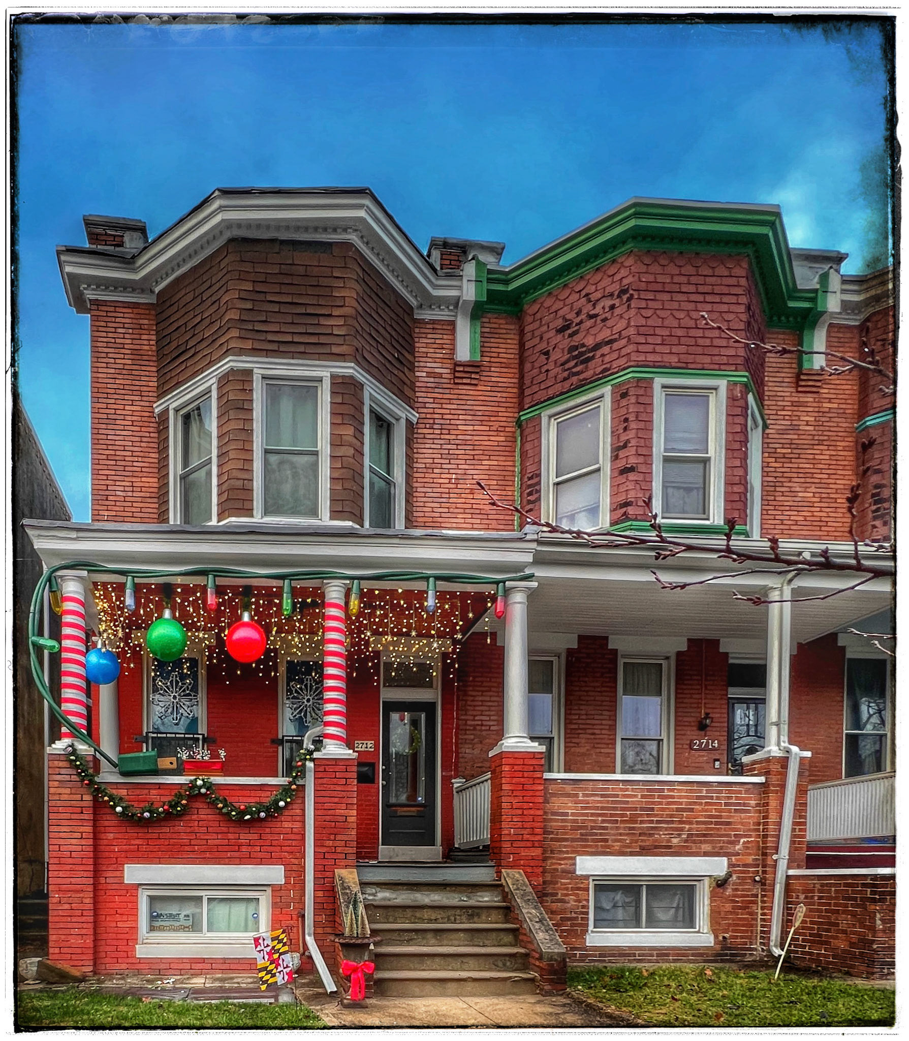 Charles Village, Baltimore - Decorated for the holidays.