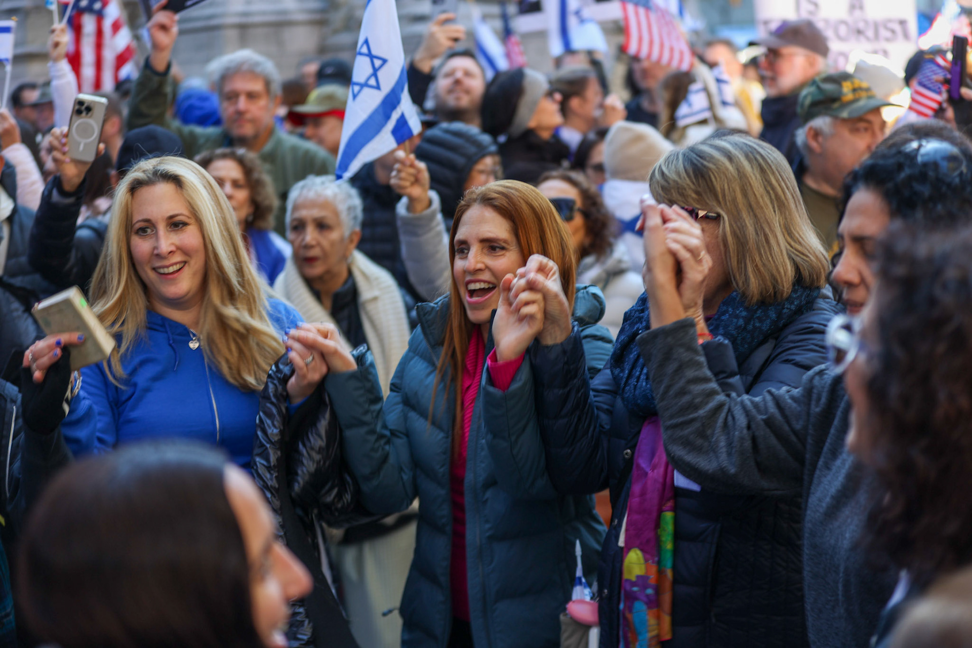 November 2023 - New York City. Celebrating the Jewish community as hostages are released.
