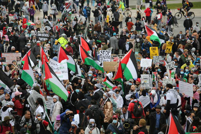 May 29, 2021, Lincoln Memorial, Washington, DC - Thousands of people rally in favor of Palestinians and against the Israeli government.