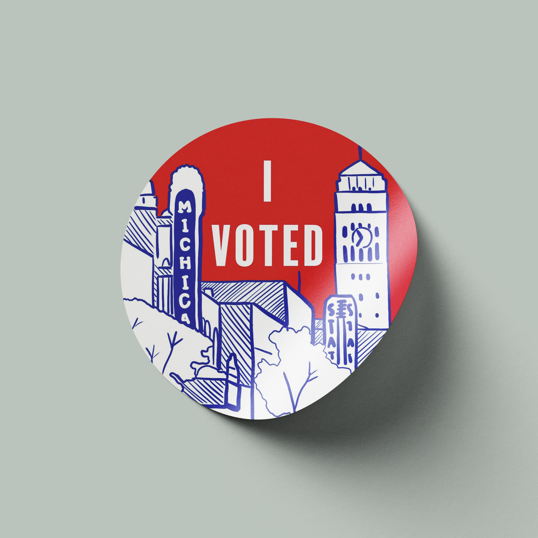 I Voted Sticker contest winner for the City of Ann Arbor in 2020. This sticker has been reproduced and distributed for a number of Ann Arbor's elections.