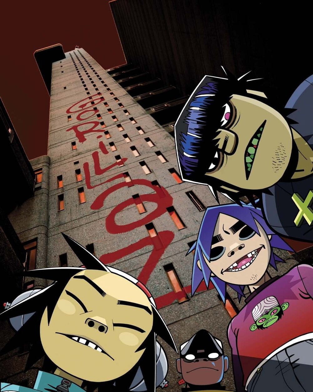 Gorillaz artwork featuring the iconic service tower