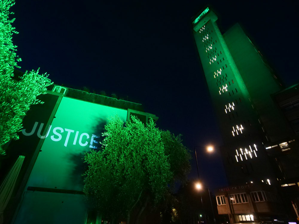 A Green Trellick and call for "Justice" in 2020