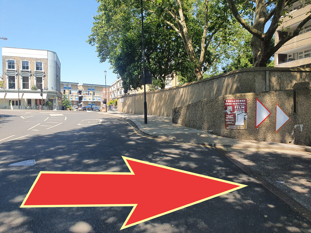 Entrance down the ramp at the junction of Elkstone Road and Golborne Road